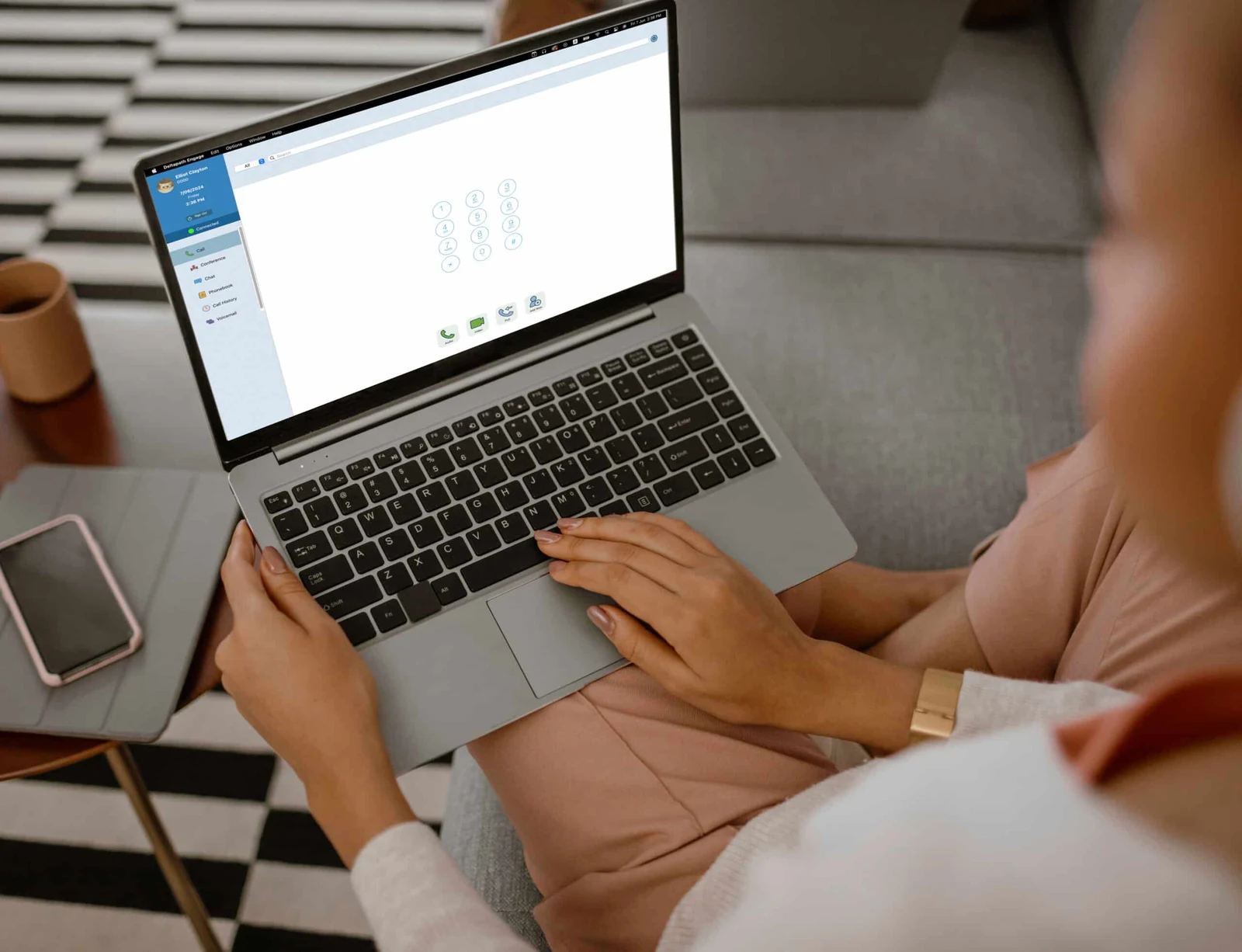 Deltapath Engage business calling application on a laptop